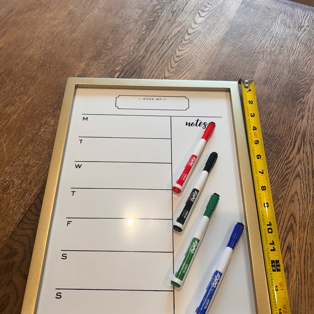 Gold‎ Framed Weekly Dry Erase/Magnetic Board with Markers